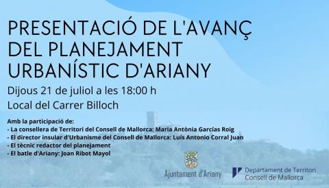 PRESENTACIÓ DE L'AVANÇ DEL PLANEJAMENT URBANÍSTIC D'ARIANY